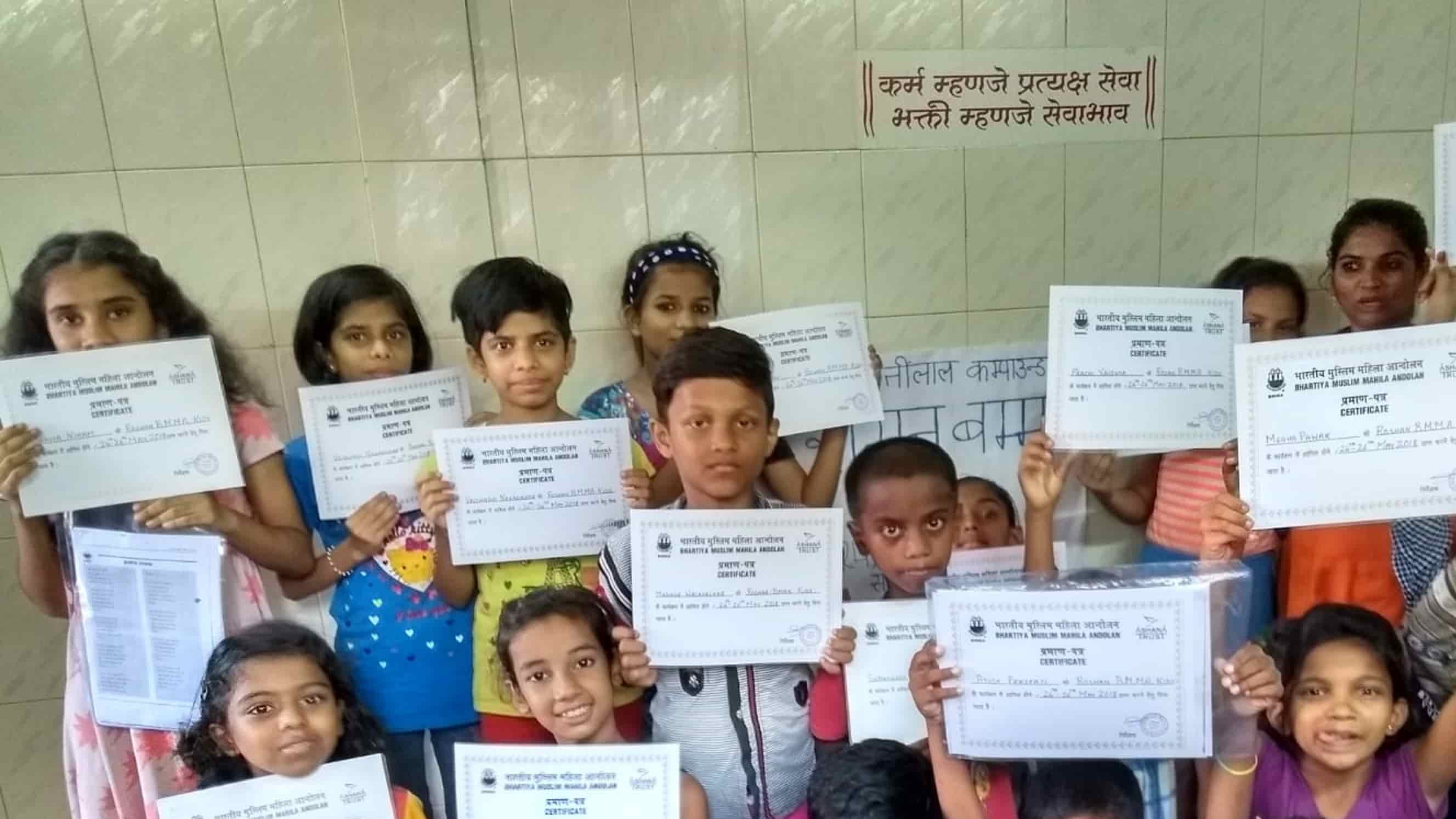Children with their leadership training certificates