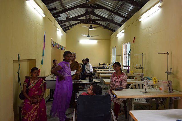 Training center for enhancing livelihoods of flood affected women, set up with Society For Rights of All Women with Disabilities