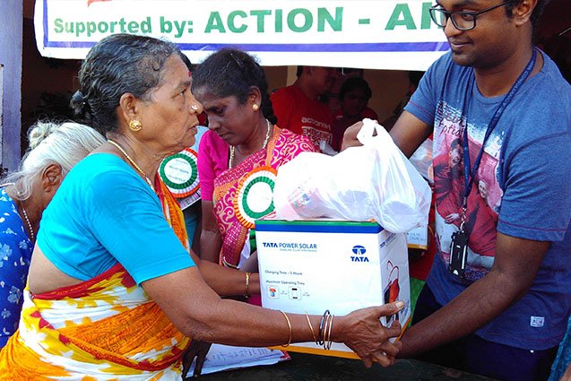 Relief material being distributed to flood affected